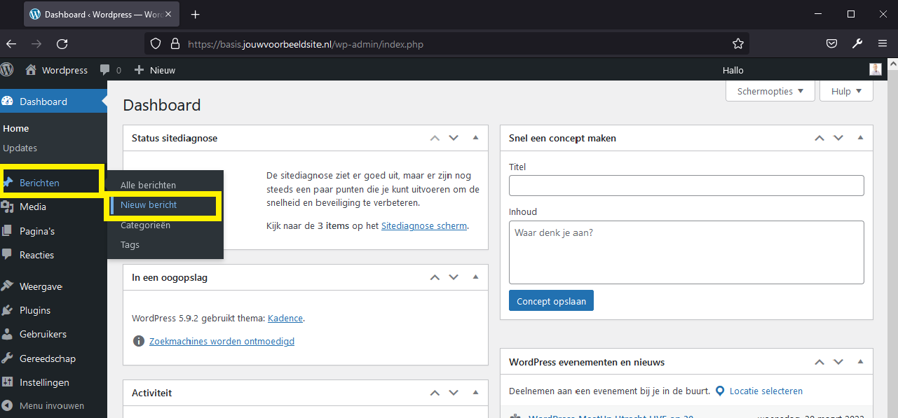 Aanmaken van een WordPress bericht
