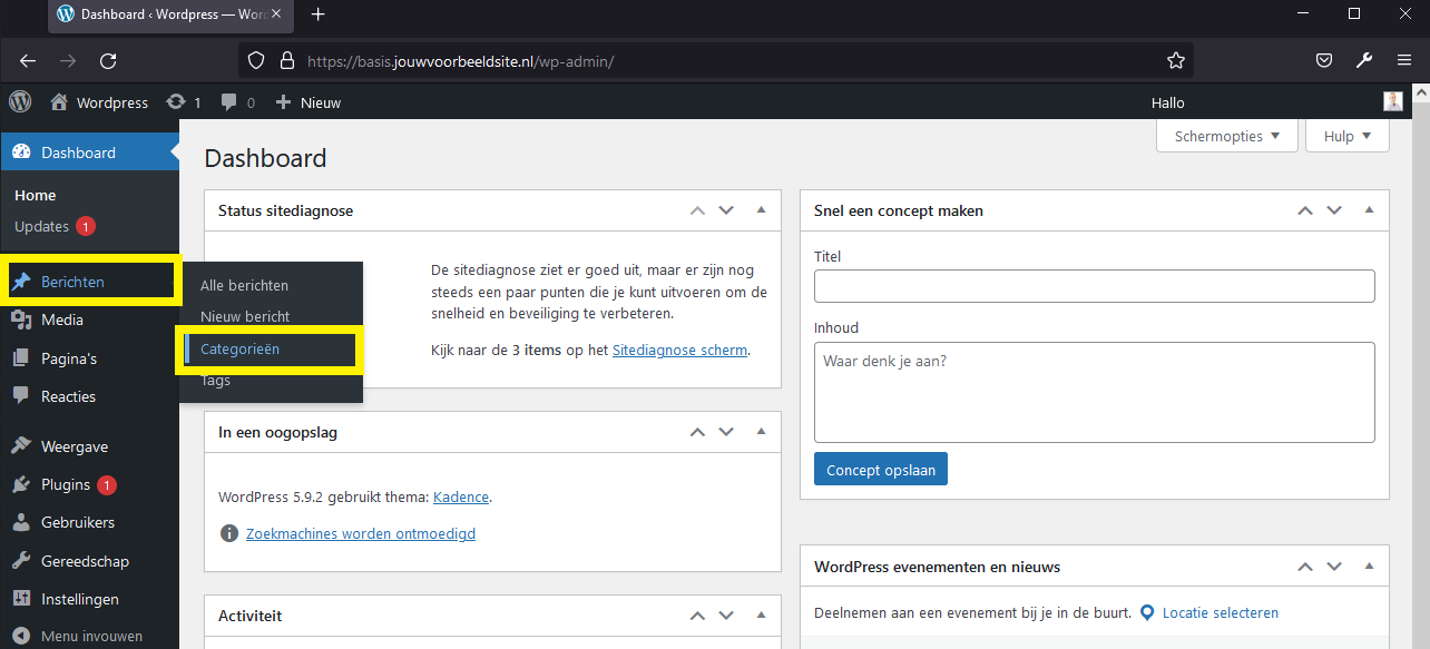 Toegang tot WordPress Berichten Categorieën