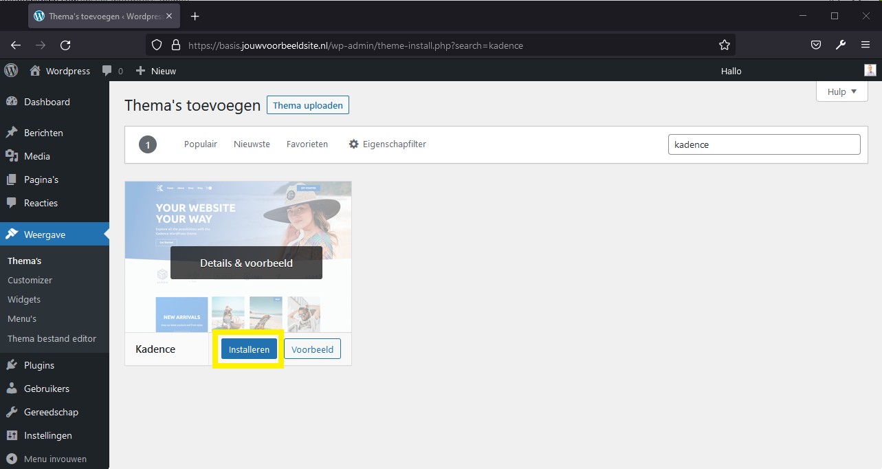 Wordpress Thema Kadence Installeren